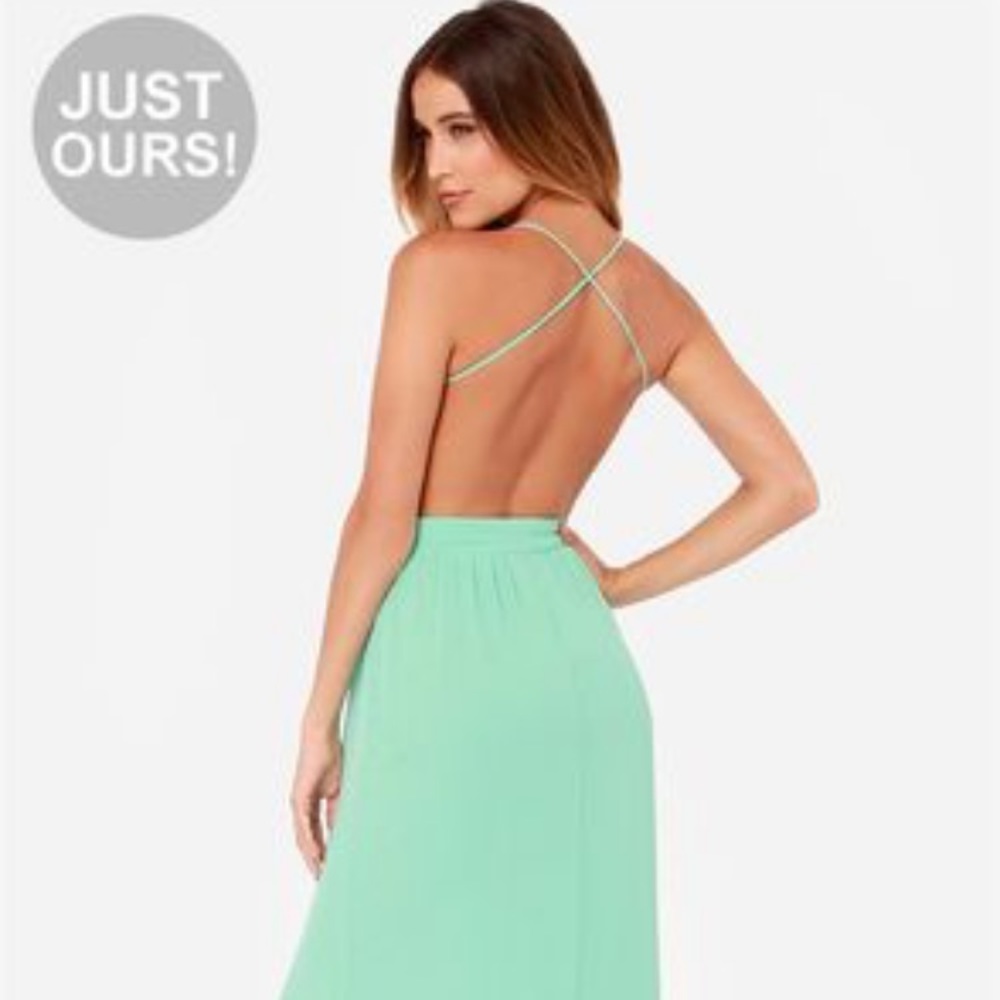 Lulus sea foam green backless maxi